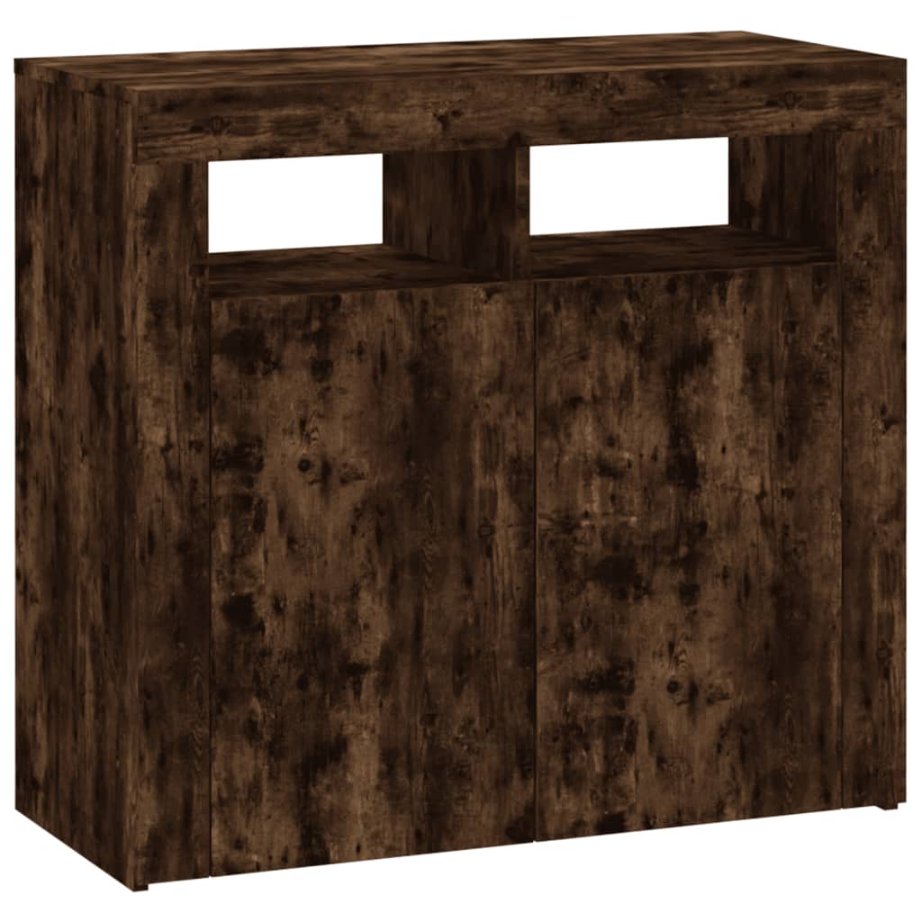 Aparador Con Luces Led Roble Ahumado 80x35x75 Cm / Vetonek_2