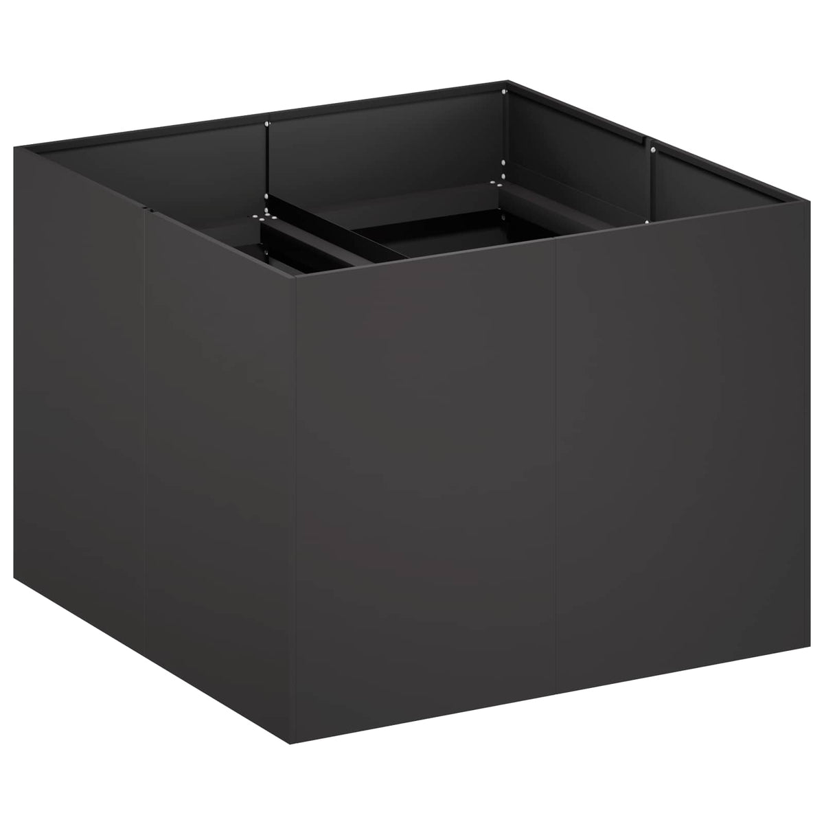 Macetero De Jardín Negro 80 X 80 X 60 Cm Acero Laminado En Frío_0