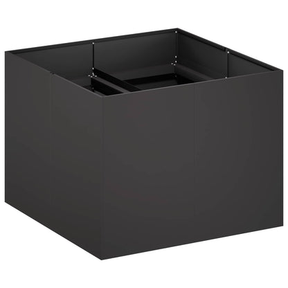 Macetero De Jardín Negro 80 X 80 X 60 Cm Acero Laminado En Frío_0