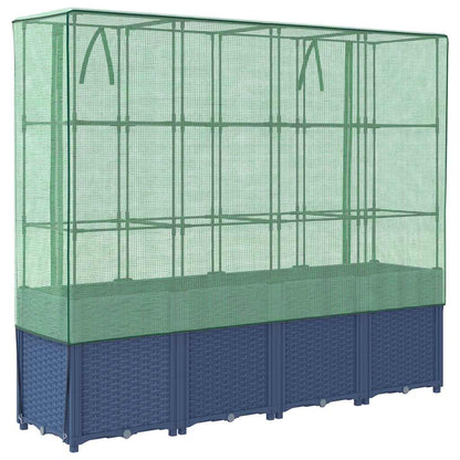Jardinera Elevada Con Cubierta De Invernadero Aspecto Ratán 160x40x153 Cm_5