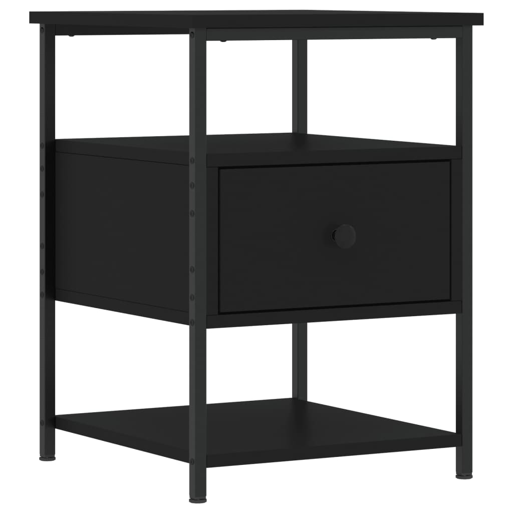 Mesita De Noche Madera De Ingeniería Negra 40x42x56 Cm_0