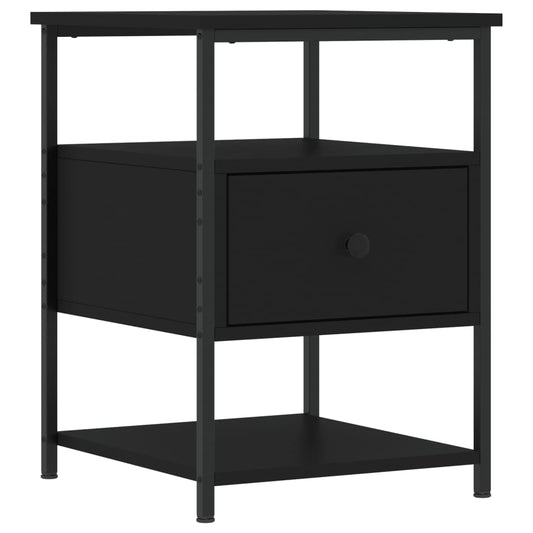 Mesita De Noche Madera De Ingeniería Negra 40x42x56 Cm_0