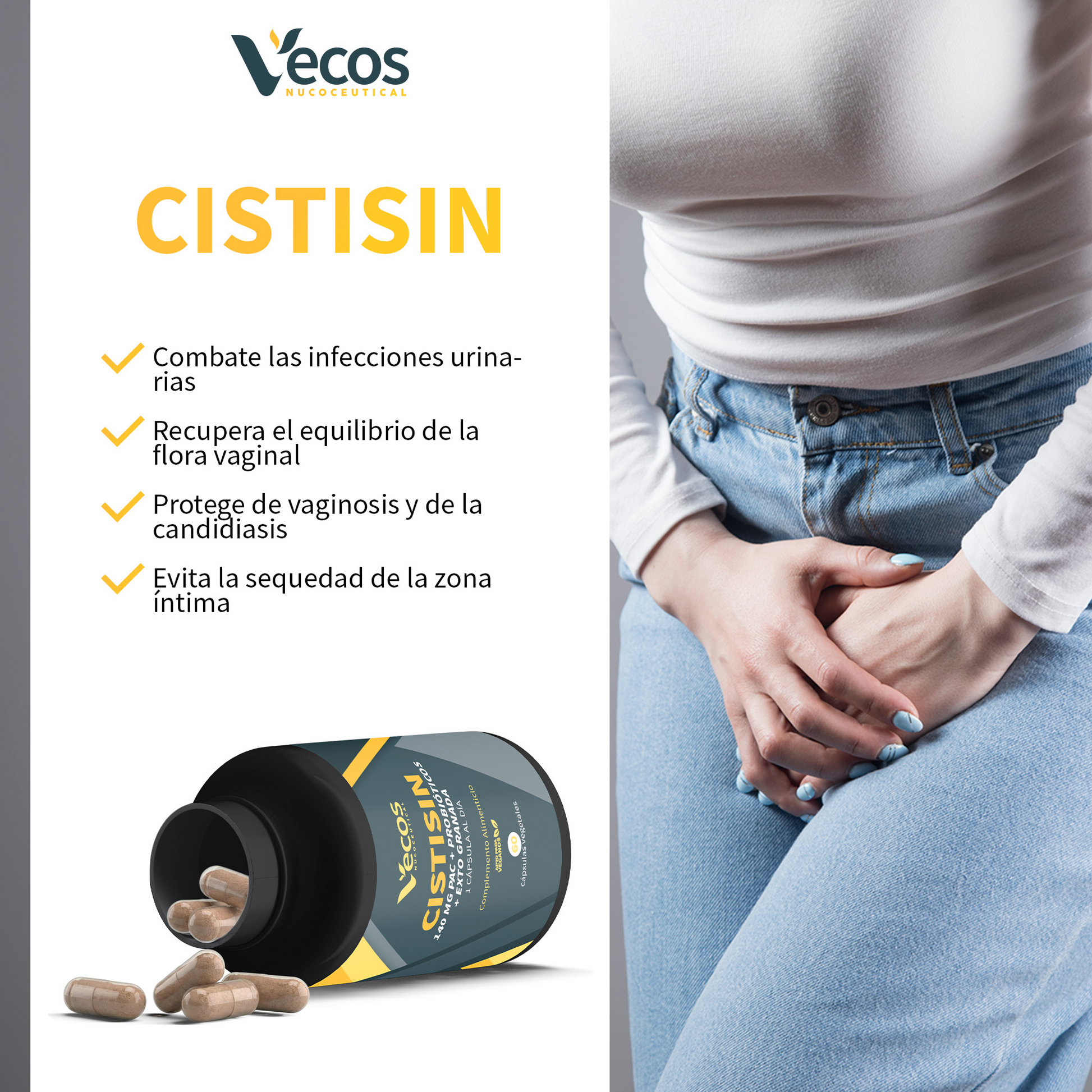 Cistisin Vecos 60 Cápsulas | Salud Urinaria Y Prevención De Infecciones | Arándano Rojo Y Probióticos_3