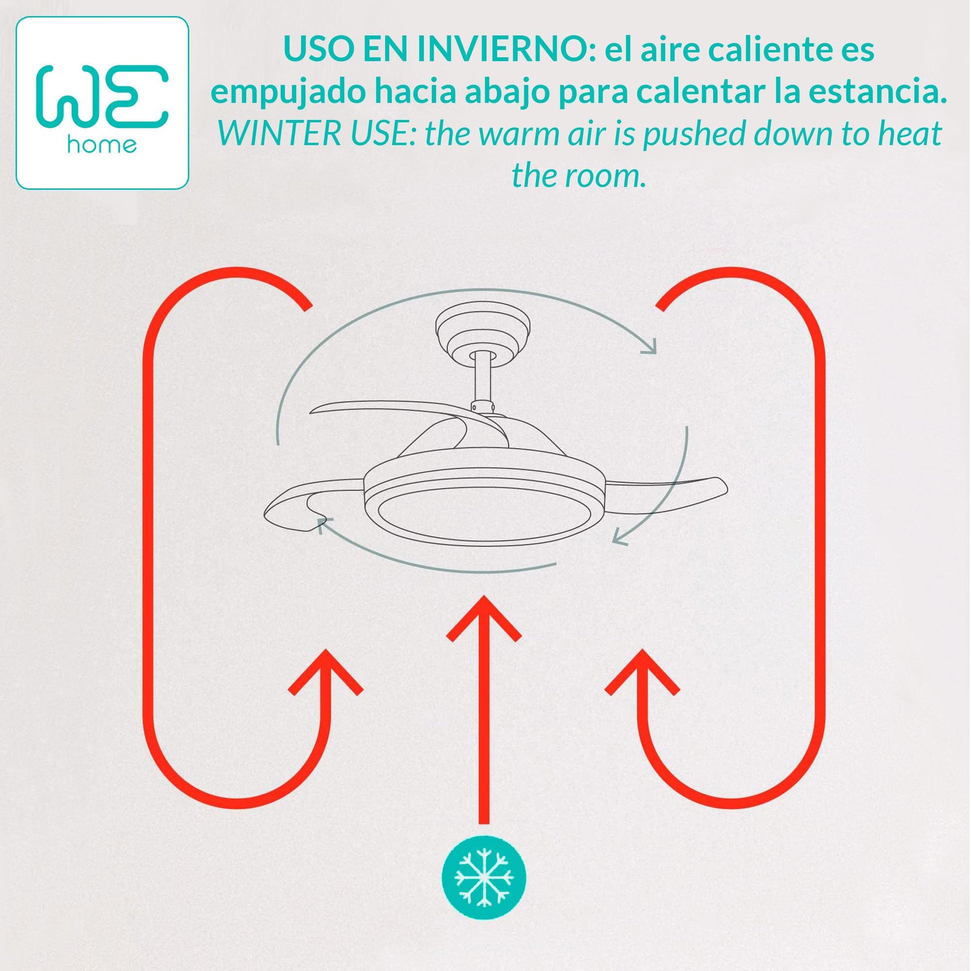 Ventilador Techo LED Ø53x30cm, Silencioso, 6 Velocidades, Luz 3 Tonos, Aspas Retráctiles_3