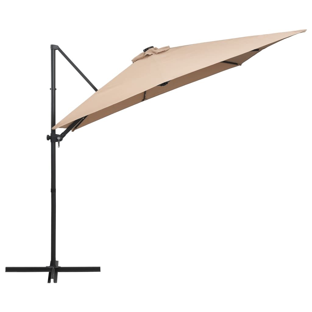 Vidaxl Sombrilla Voladiza Jardín Led Palo De Acero Taupe 250x250 Cm_3