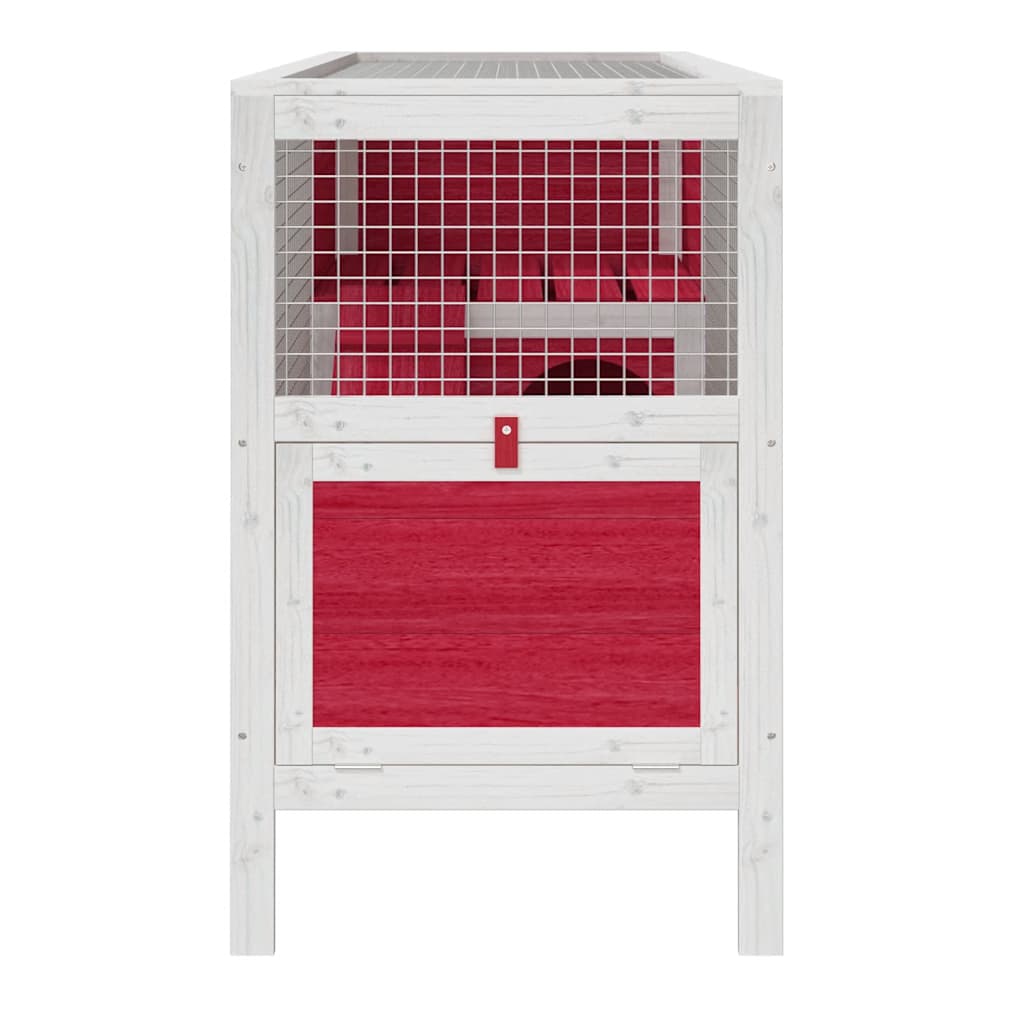 Conejera De Madera Maciza De Pino Roja 103x44x69,5 Cm_4