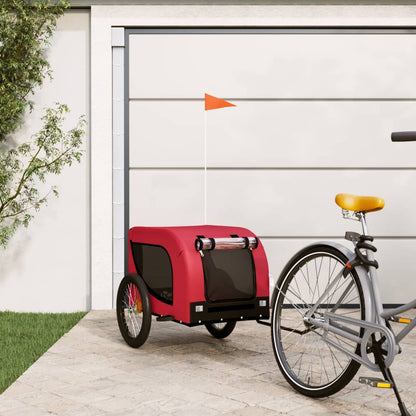Remolque De Bicicleta Mascotas Hierro Tela Oxford Rojo Negro_1