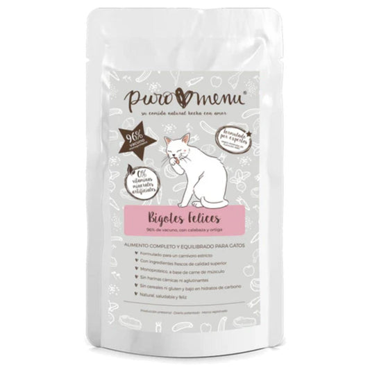 Ração húmida para gatos Happy Whiskers (Carne) BIO Puromenu 100 g