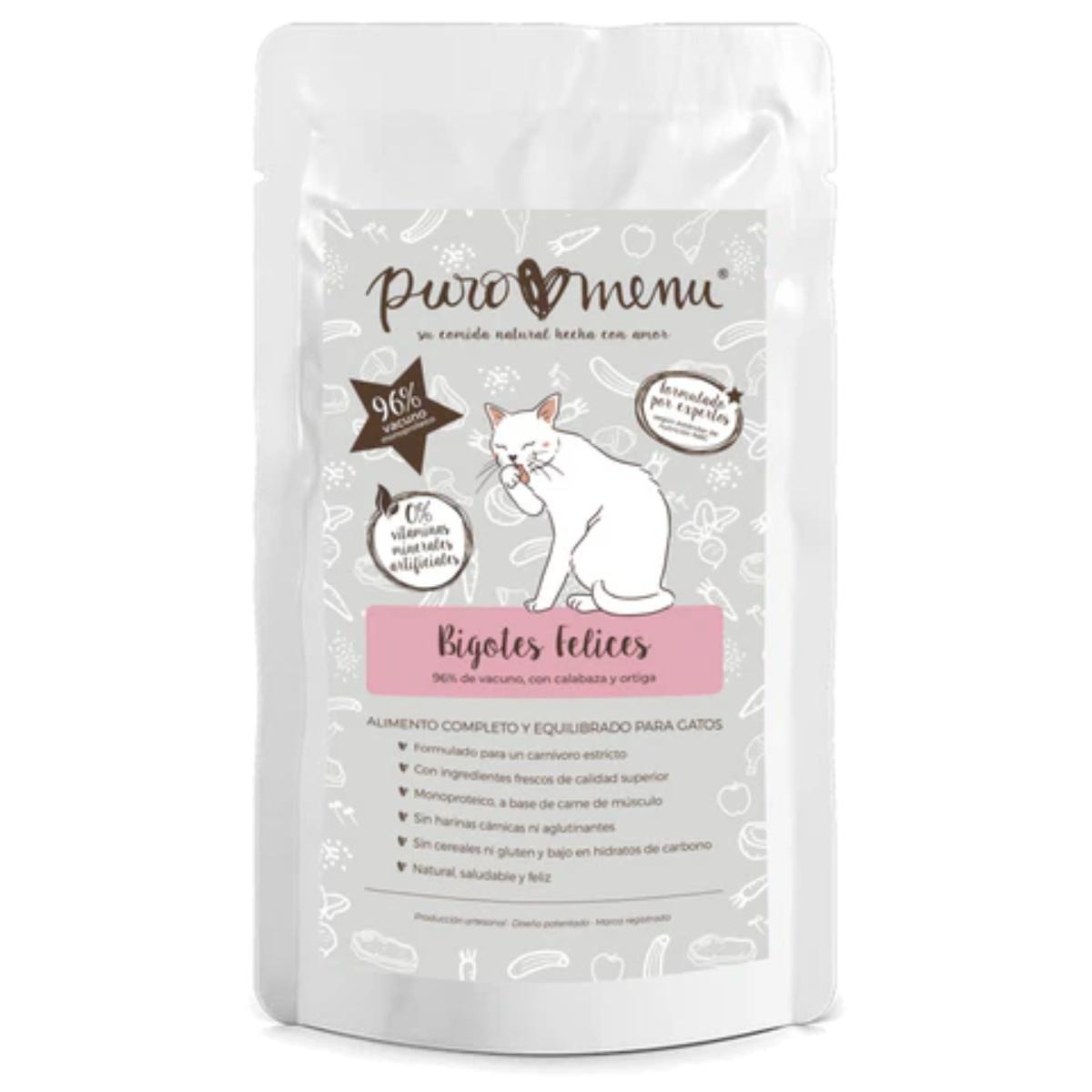 Comida húmida Barf gatos Bigotes Felices (Bovino) Bio Puromenu 100g