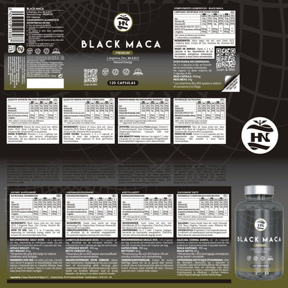 Pack 3 X Black Maca 20:1 Con L-arginina, Zinc Y Vitaminas B6 Y B12 - 3 X 120 Cápsulas Vegetales_2