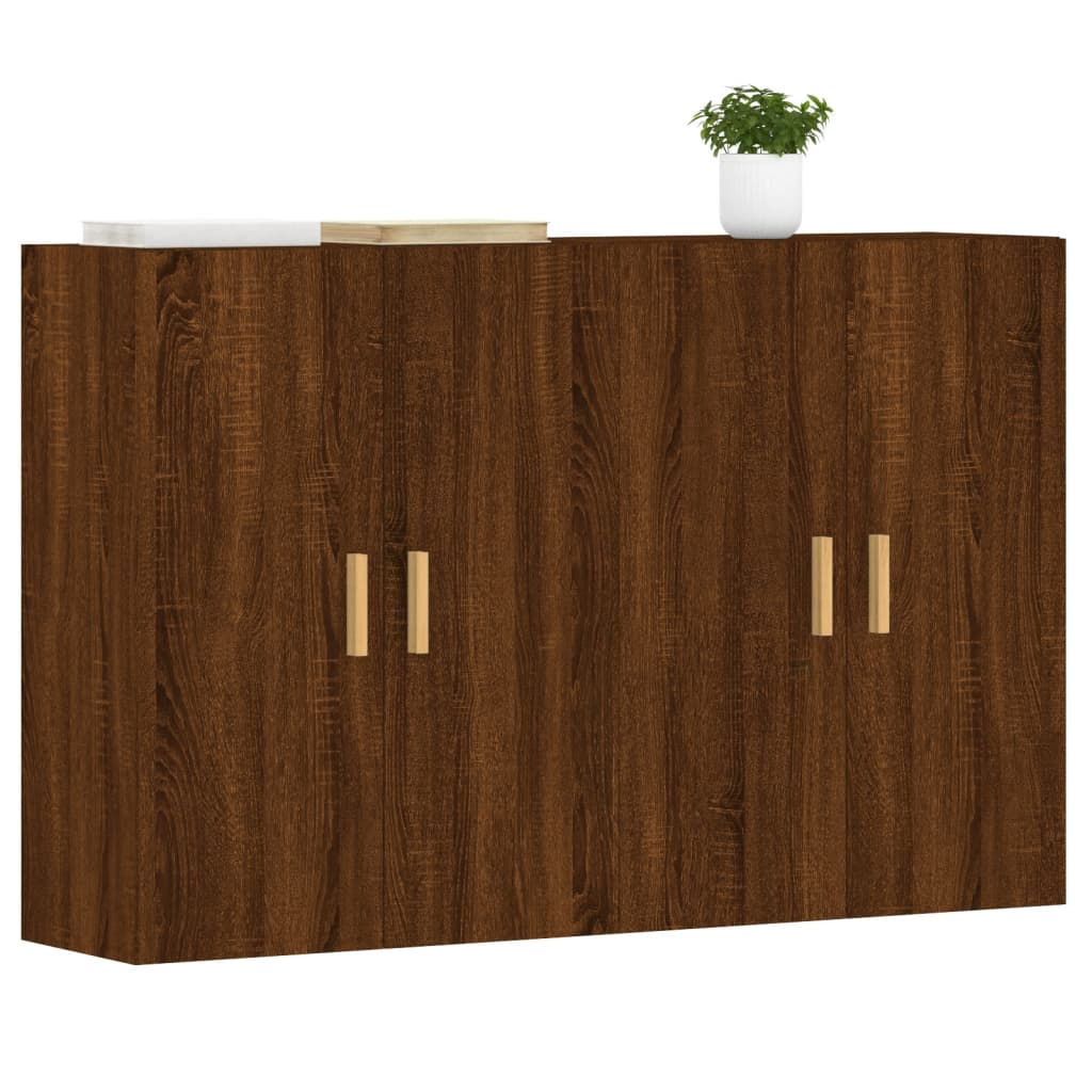 Armarios De Pared 2 Uds Madera De Ingeniería Marrón Roble_2