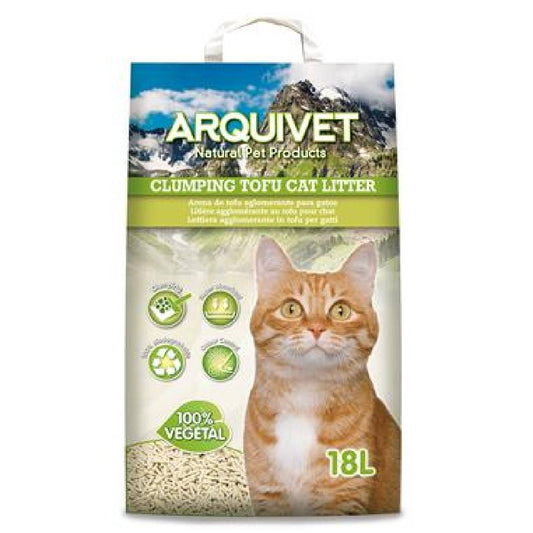 Areia para gatos Tofu Arquivet 18 L Areia aglomerante de soja biodegradável