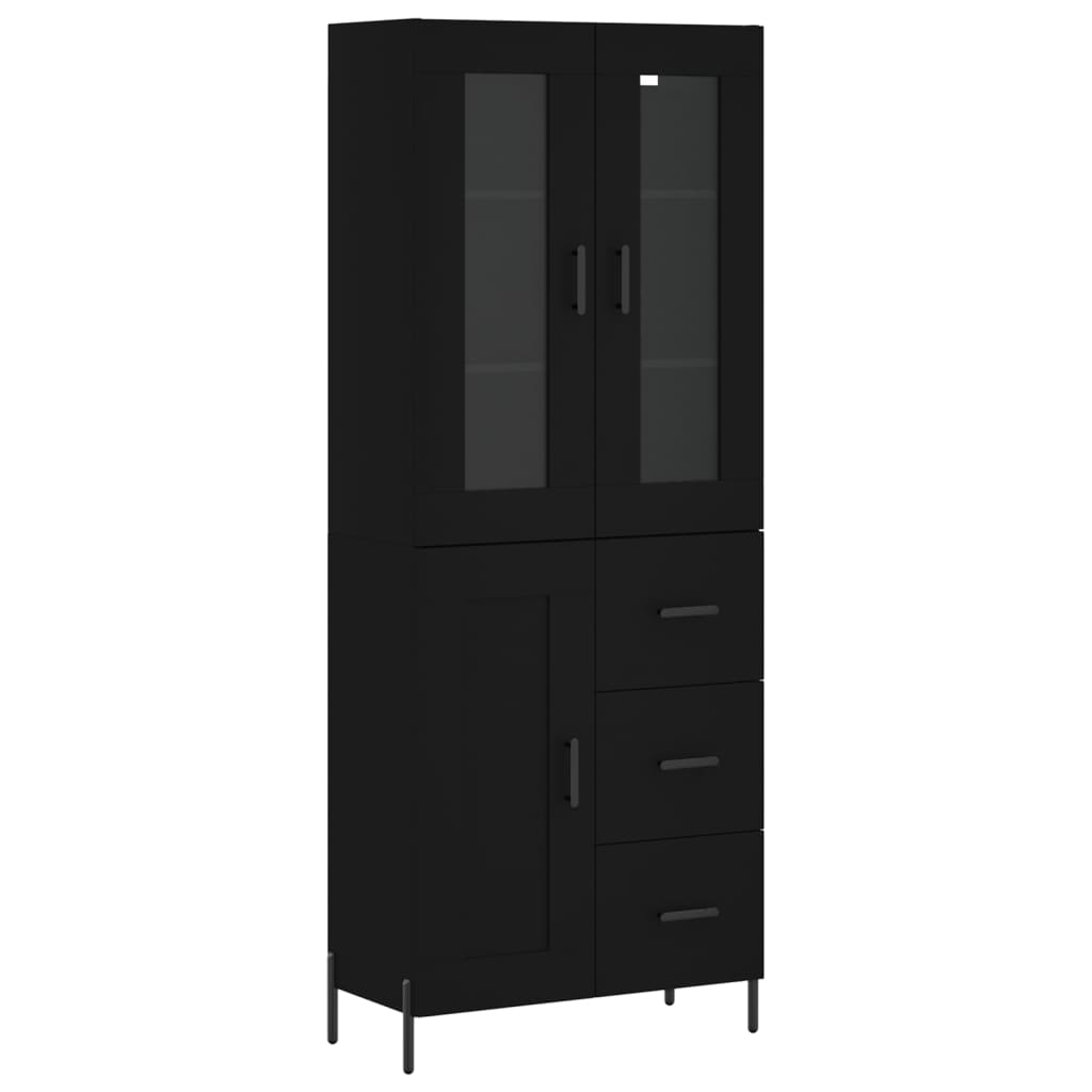 Aparador Alto Madera Contrachapada Negro 69,5x34x180 Cm_1