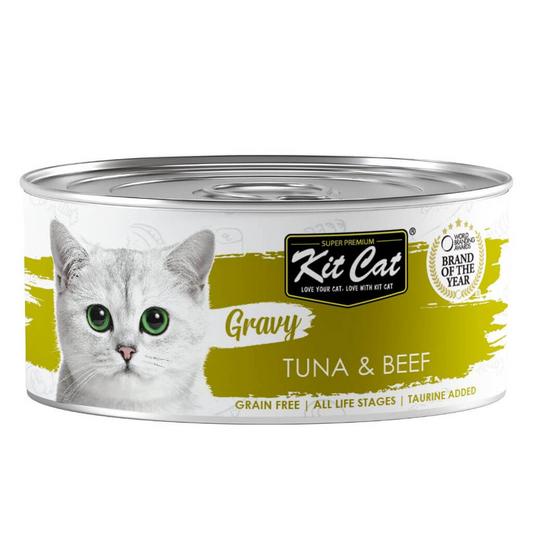 Kit Cat Canned Gravy - Atum e Carne 70g Ração húmida para gatos com molho