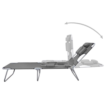 Vidaxl Tumbona Plegable Con Cojín De Cabeza Y Respaldo Ajustable Gris_1