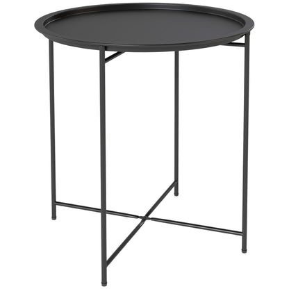 Mesa Auxiliar Exterior Outsunny Acero Negro 46x46x50 Cm_0
