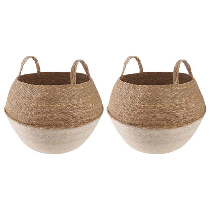 Maceta Con Asas 2 Uds. Blanco Ø 45 X 36 Cm 100% Hierba Marina_0