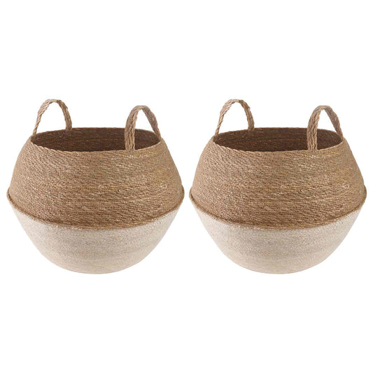 Maceta Con Asas 2 Uds. Blanco Ø 45 X 36 Cm 100% Hierba Marina_0