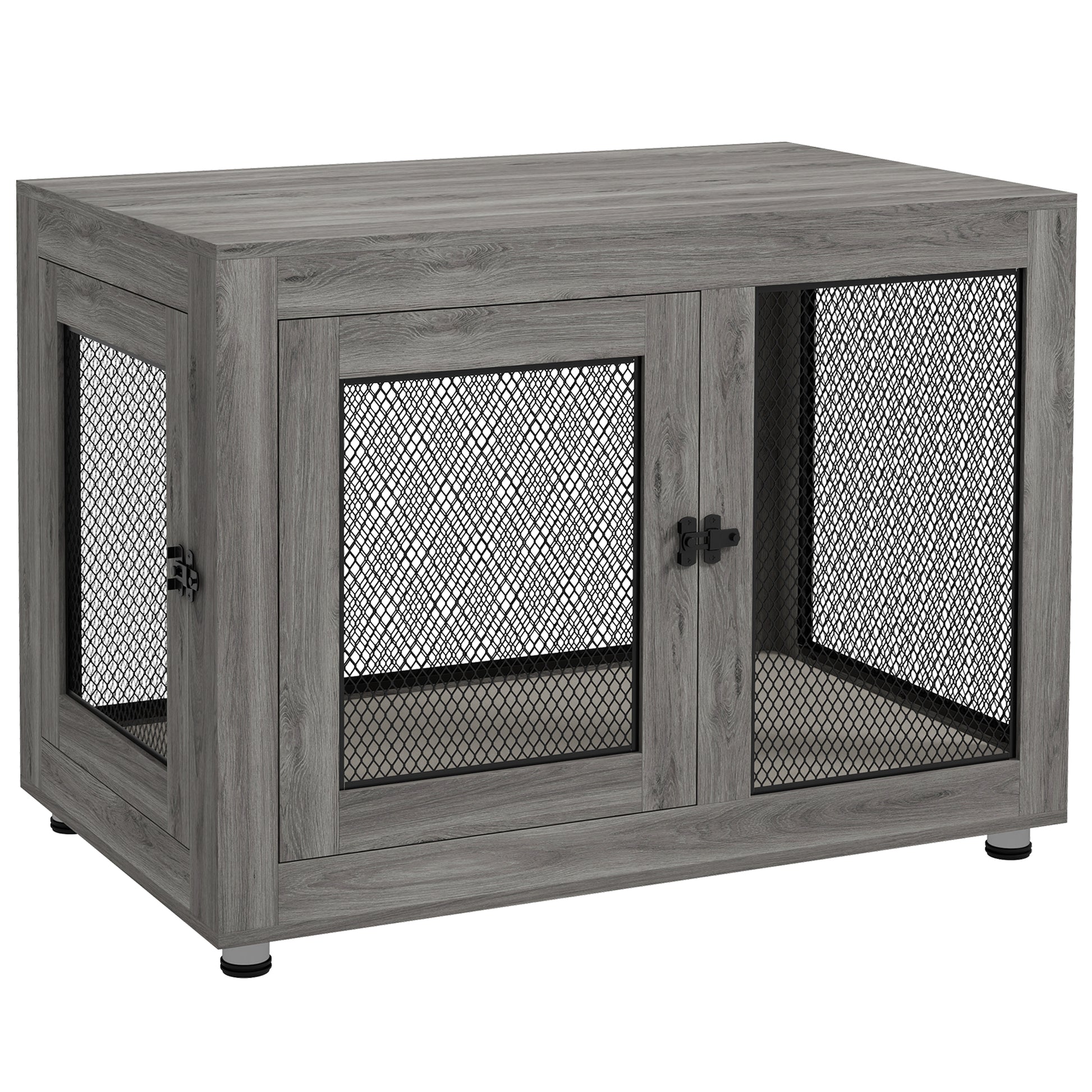 Pawhut Jaula Para Perros Grandes Estilo Mueble 94x60x71,5 Cm Gris_0