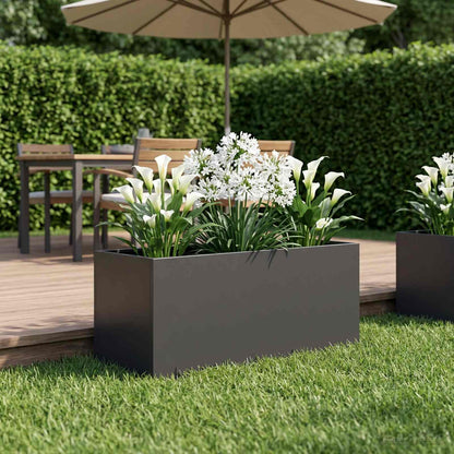 Macetero De Jardín Negro 80 X 40 X 40 Cm Acero Laminado En Frío_1