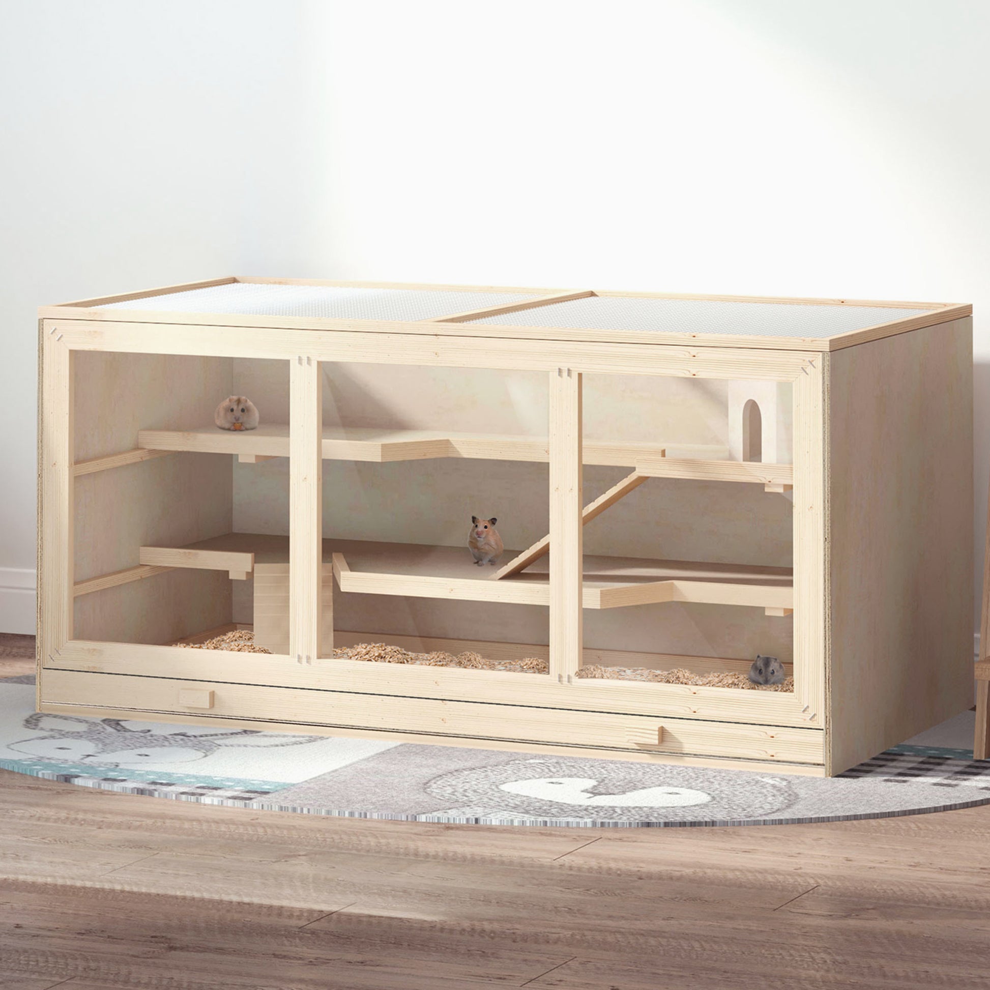 Pawhut Jaula De Madera Para Hámster Ratones Jerbos Y Otros Roedores Pequeños_1