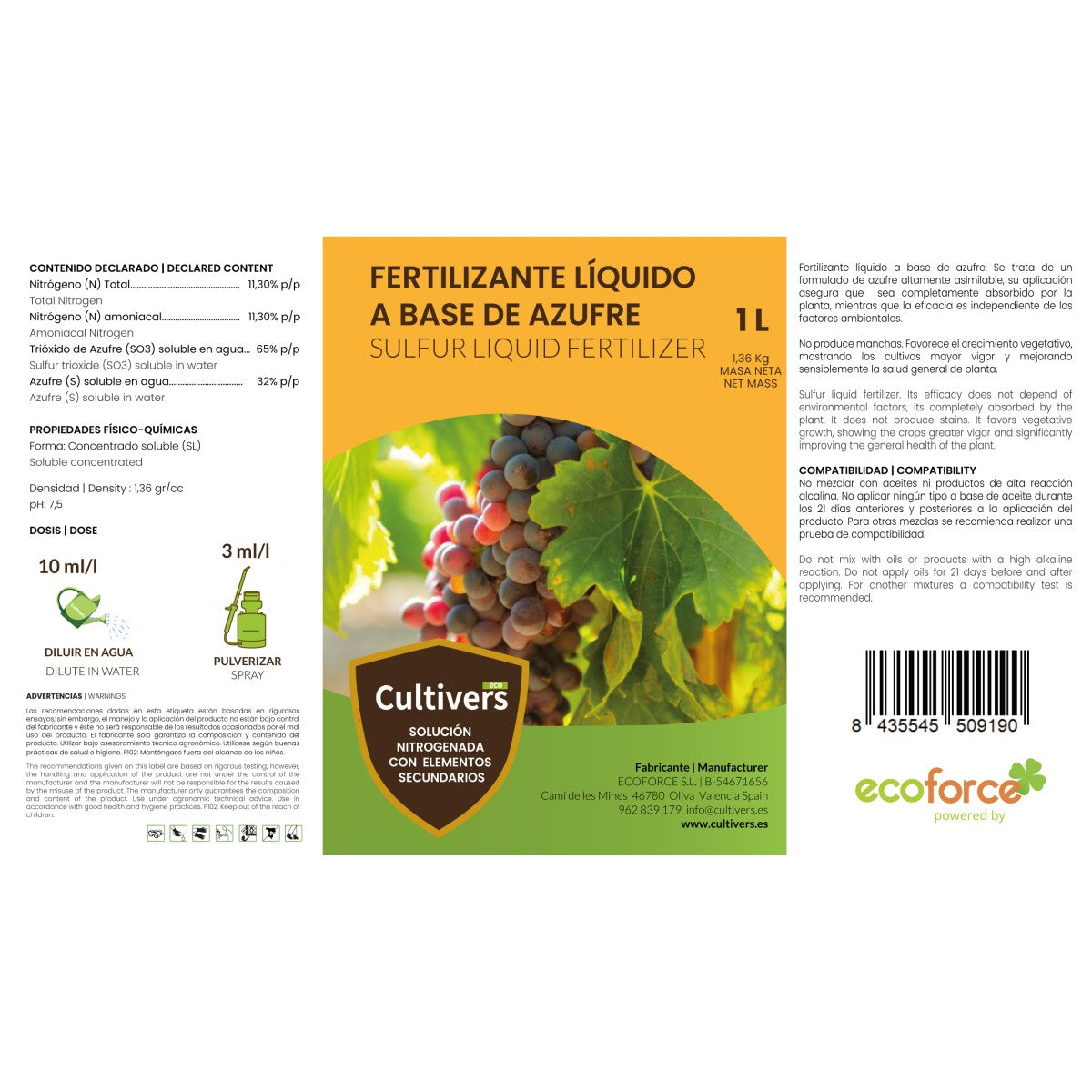 Azufre Sistémico Para Plantas Cultivers