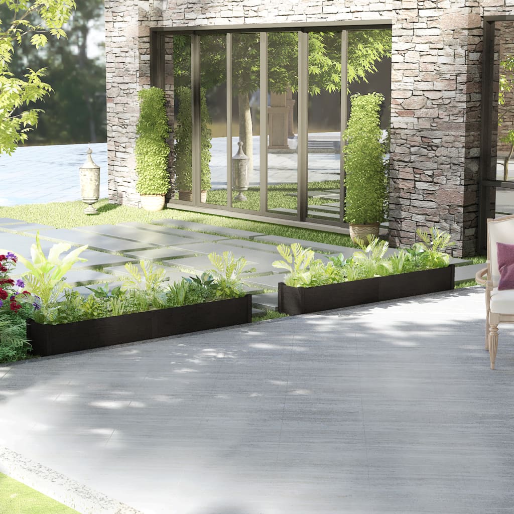 Vidaxl Jardineras 2 Unidades Madera Maciza De Pino Negro 200x31x31 Cm_1
