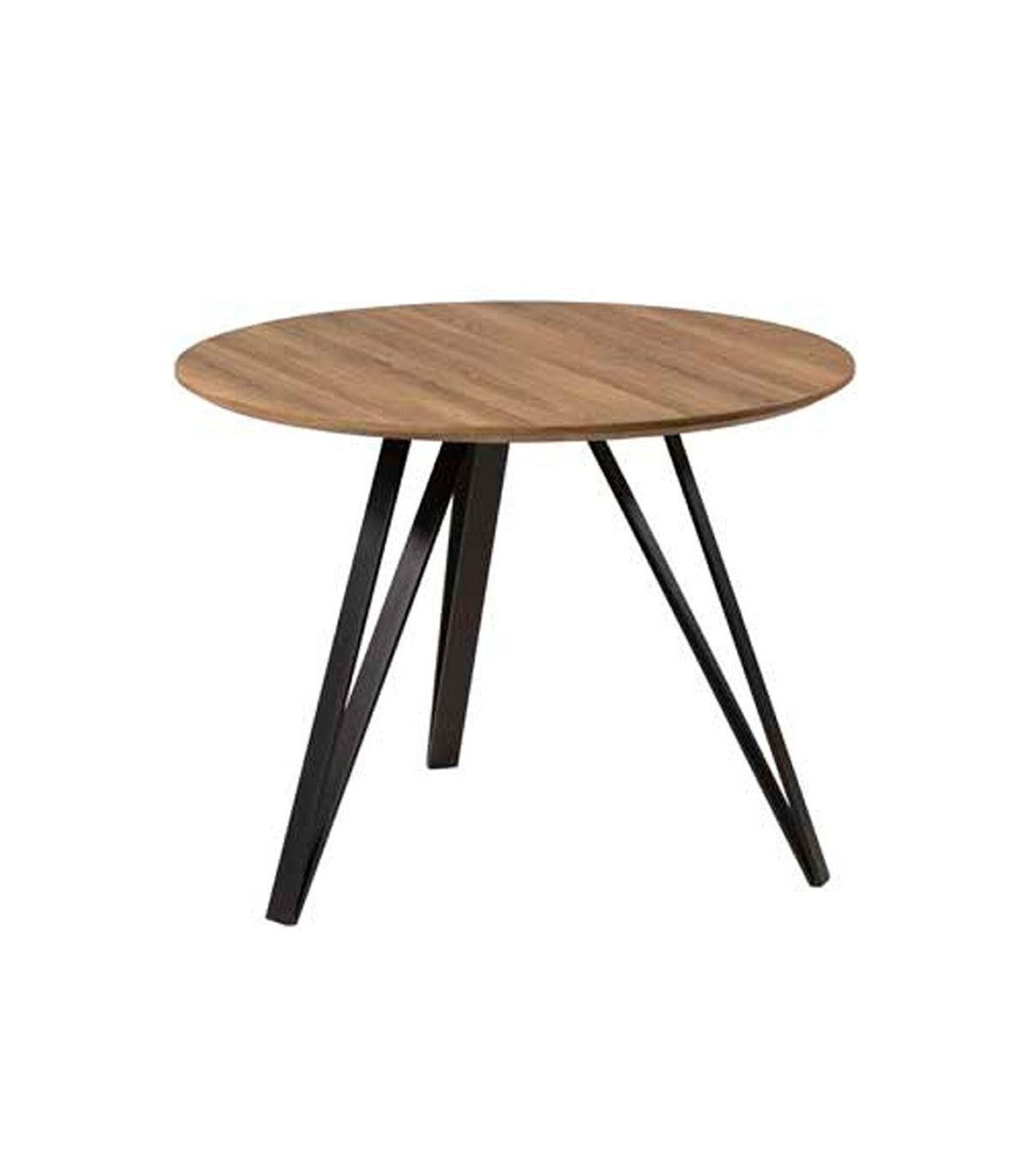 Mesa De Comedor Redonda Modelo Domus Pdt-063 Acabado Roble/negro, 76cm(alto) 100cm(ancho) 100cm(largo)._0