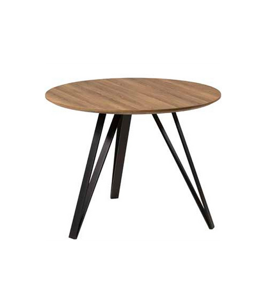 Mesa De Comedor Redonda Modelo Domus Pdt-063 Acabado Roble/negro, 76cm(alto) 100cm(ancho) 100cm(largo)._0