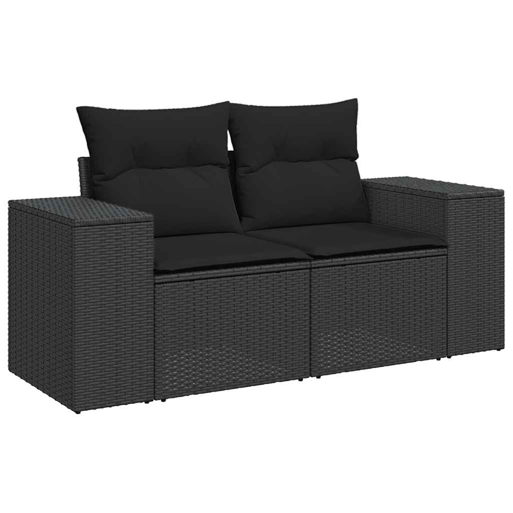 Set De Sofás De Jardín 6 Piezas Y Cojines Ratán Sintético Negro / Vetonek_2