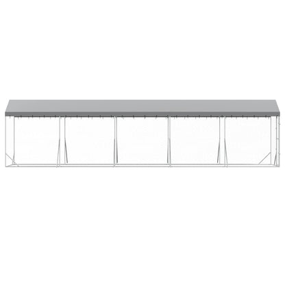 Perrera De Exterior Con Toldo Acero Galvanizado Plata 2x10x2,5m_4