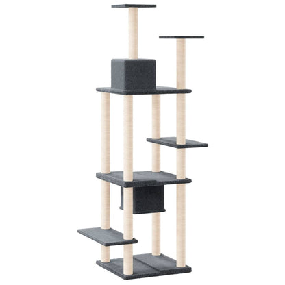 Vidaxl Rascador Para Gatos Con Postes De Sisal Gris Oscuro 176 Cm_4