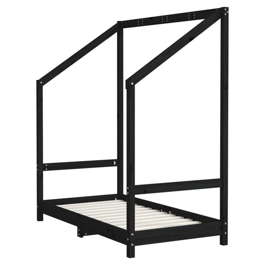 Estructura De Cama Para Niños Madera De Pino Negro 70x140 Cm / Vetonek_0