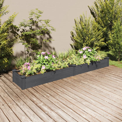 Jardinera Arriate Con Forro Madera Abeto Gris 240x45x25 Cm_1