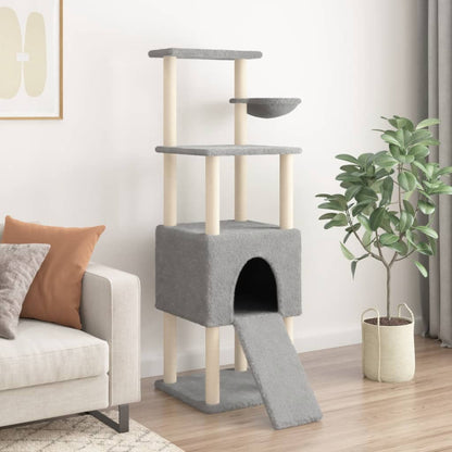 Rascador Para Gatos Con Postes De Sisal Gris Claro 153 Cm_2