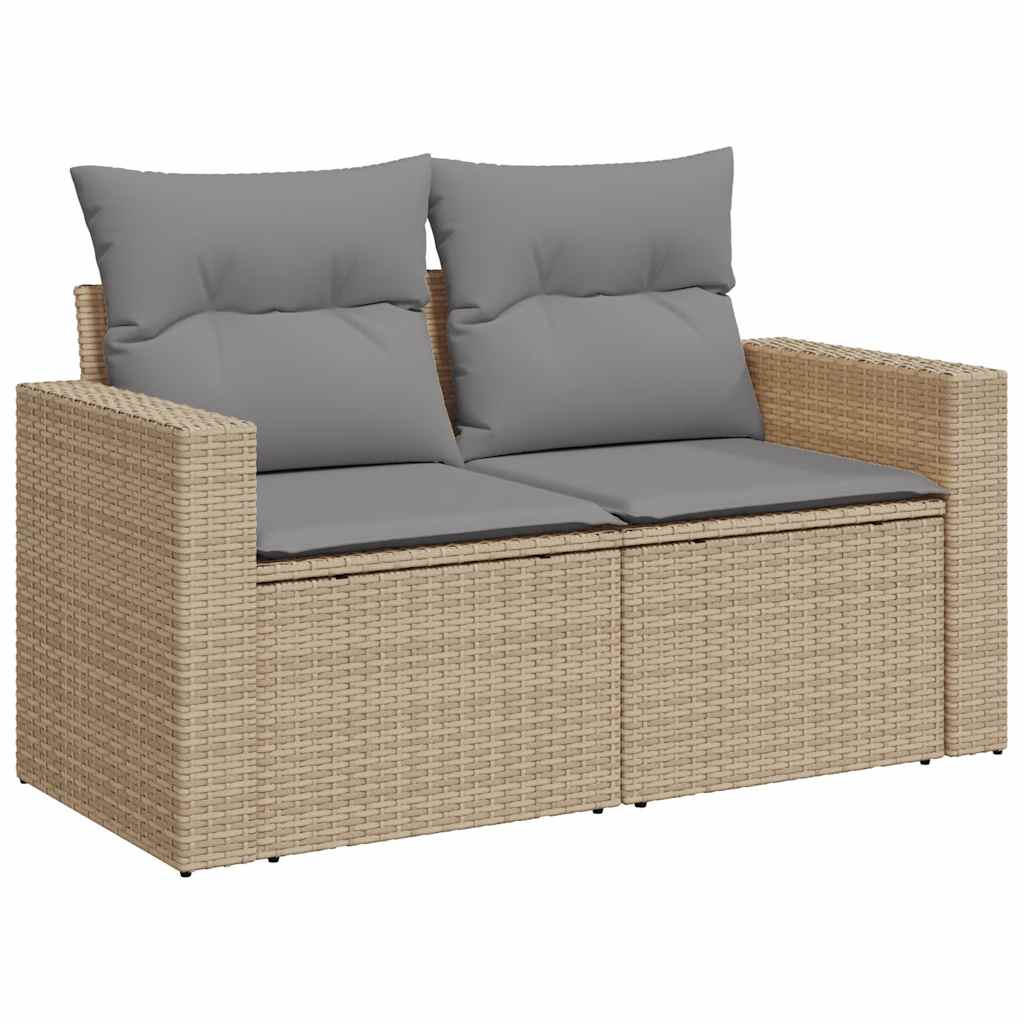 Set Sofás De Jardín 7 Piezas Y Cojines Ratán Sintético Beige / Vetonek_3