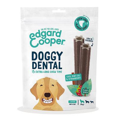 Doggy Dental para cães grandes Menta e Morango Edgard Cooper 7 palitos