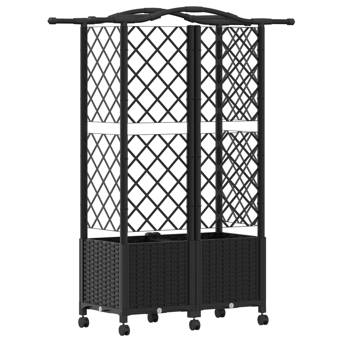 Cama Elevada Con Trellis Y Techo Negro 122 X 40 X 144 Cm Pp_4