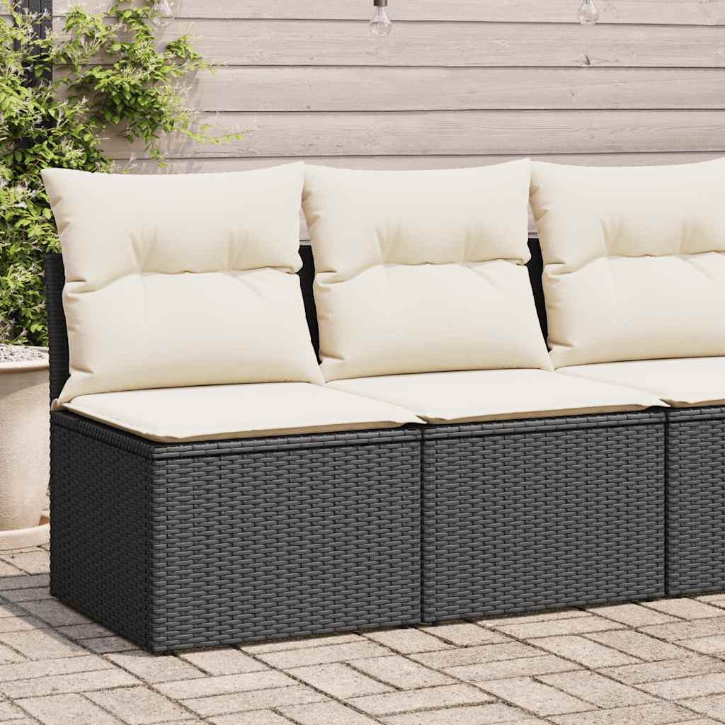 Set Sofás Jardín Y Cojines 4 Pzas Ratán Sintético Acacia Negro / Vetonek_4