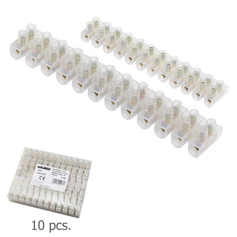 Regleta 12 Fichas Empalme  2 A. - 2,5 Mm² (paquete 10 Regletas)