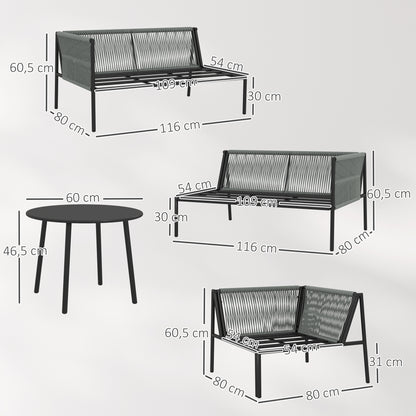 Outsunny Conjunto Jardín De Ratán Con 2 Sofás De 2 Plazas Sofá Esquina Mesa Gris_2