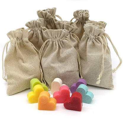Bolsa Yute Con 5 Jabones Para Invitados - Aroma Té Verde - Jabón Glicerina Con Forma De Corazón - Detalle Para Invitados_5