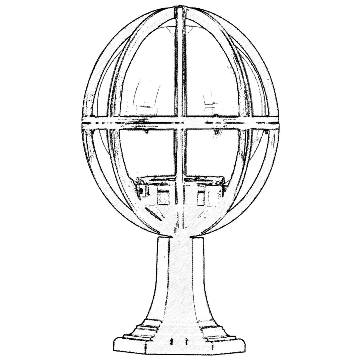 Aplique De Suelo Globo Recto Pantalla Gris Para Exterior, Abs , Negro, 30x30x50, Casquillo E 27 Max 60 W