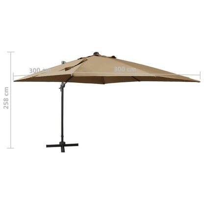 Vidaxl Sombrilla De Jardín Voladiza Con Palo Y Luces Led Taupe 300 Cm_2