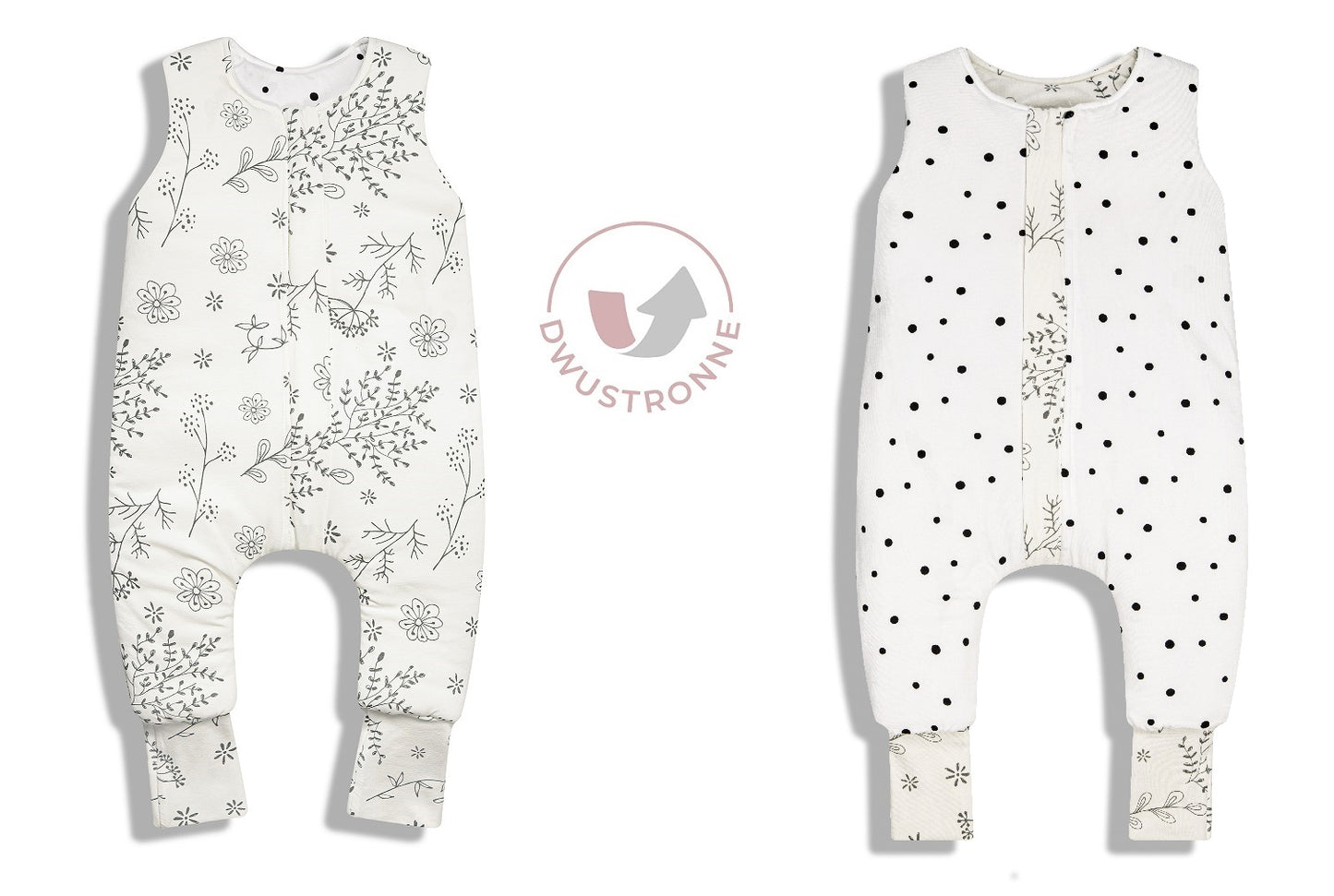 Saco De Dormir Con Pies Reversible T-xs Jersey Algodón Dots-bloom_4