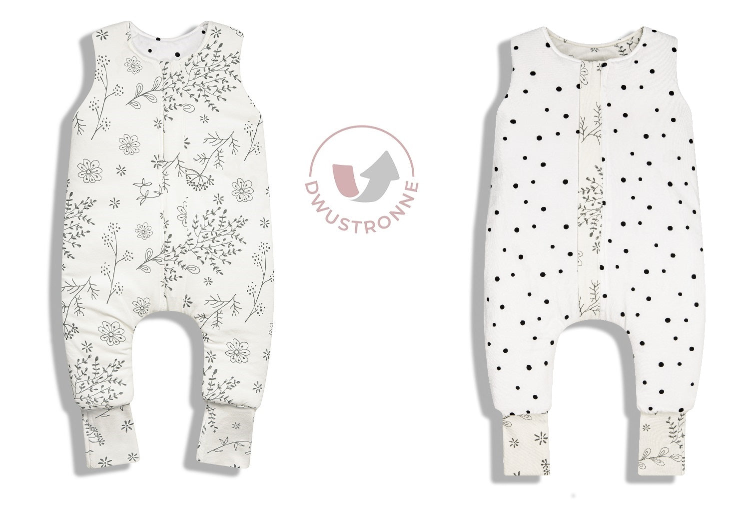 Saco De Dormir Con Pies Reversible T-xs Jersey Algodón Dots-bloom_4