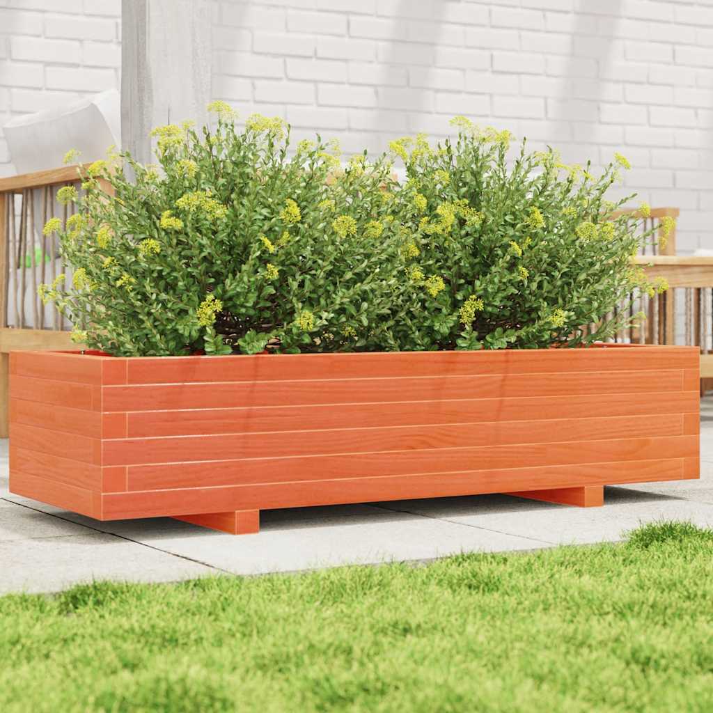 Jardinera De Madera Maciza De Pino Marrón Cera 110x40x26,5 Cm_1