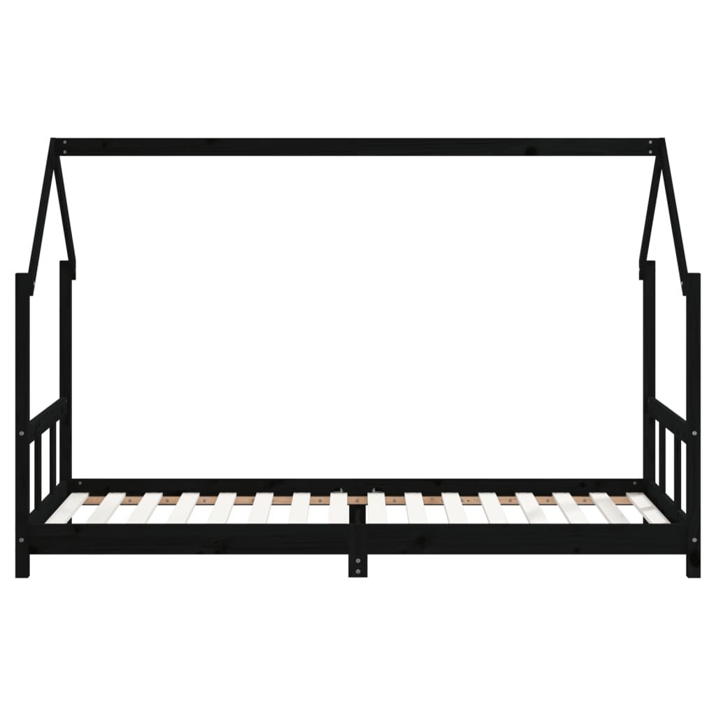Vidaxl Estructura De Cama Para Niños Madera De Pino Negro 90x200 Cm_3