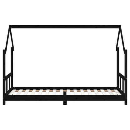 Vidaxl Estructura De Cama Para Niños Madera De Pino Negro 90x200 Cm_3