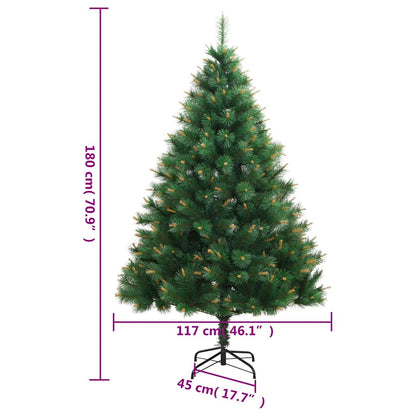 Vidaxl Árbol De Navidad Artificial Con Bisagras 300 Led Y Bolas 180 Cm_2
